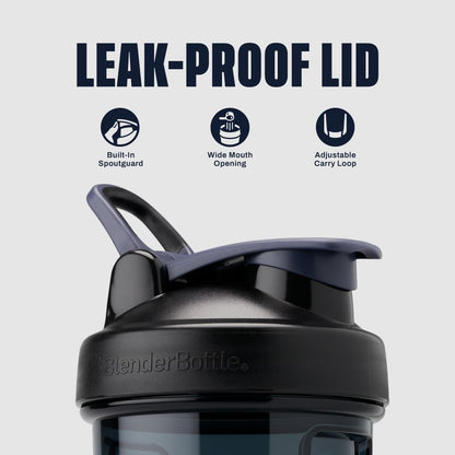 Shaker Bottle Pro Series Perfect for Protein Shakes and Pre Workout, 24-Ounce, Black