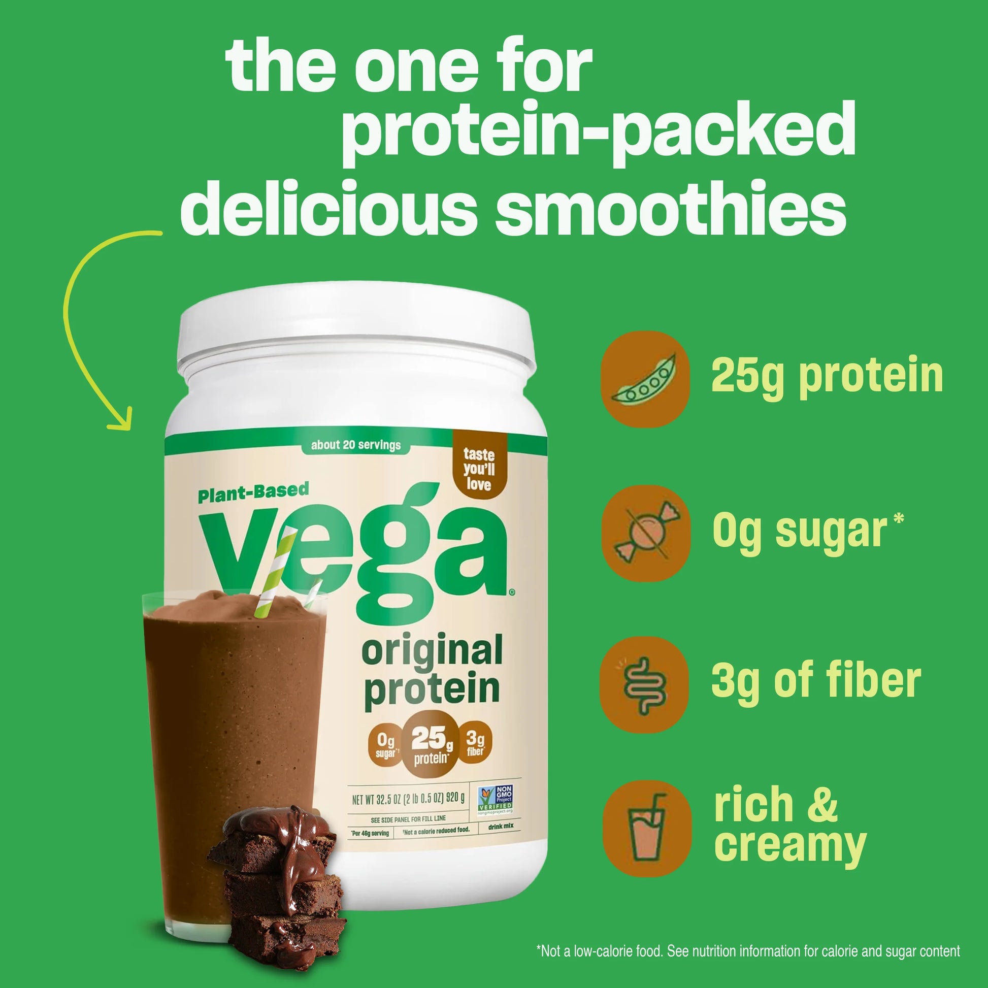 - Original Protein Plant-Based Protein Powder, Chocolate, Gluten-Free, 25G Protein, 20 Servings (32.5Oz)