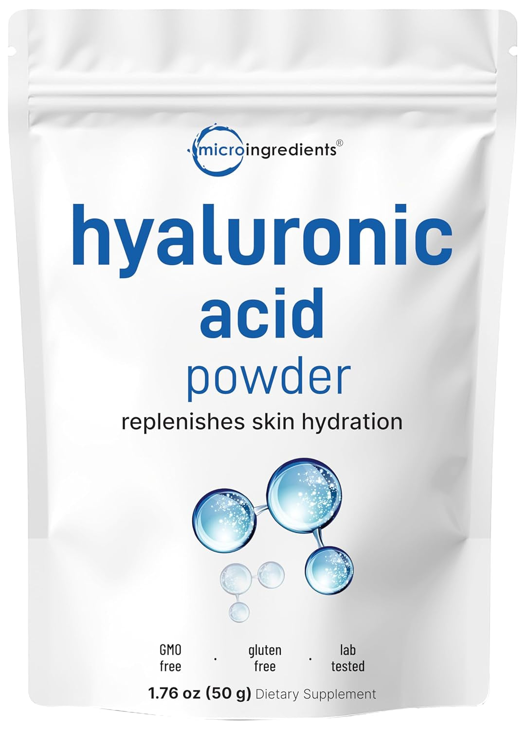 Hyaluronic Acid Serum Powder, 50 Grams | Low Molecular Weight, Cosmetics Grade | Skin Hydration and Moisture Support Supplements | Vegan, Water Soluble (Within 2 Hours)
