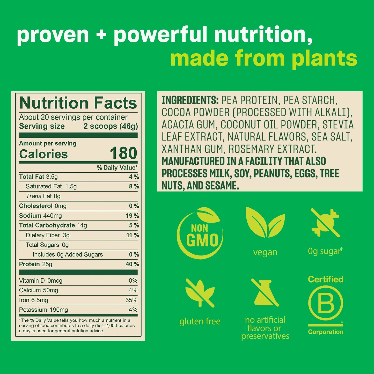 - Original Protein Plant-Based Protein Powder, Chocolate, Gluten-Free, 25G Protein, 20 Servings (32.5Oz)